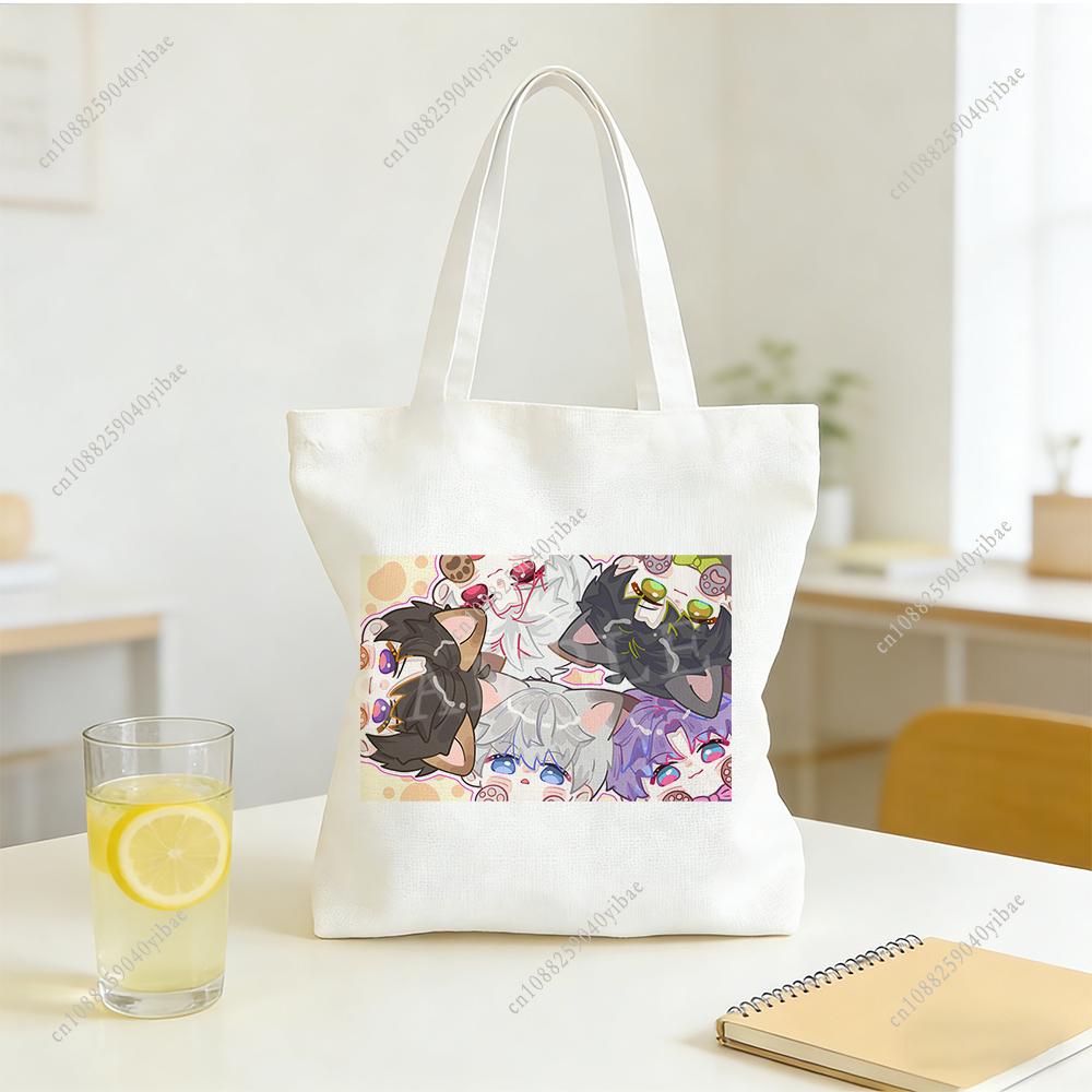 Love And Deepspace Anime Canvas Tote Bag Five Cats Design Daily Handbag Gift 30x35 35x40cm