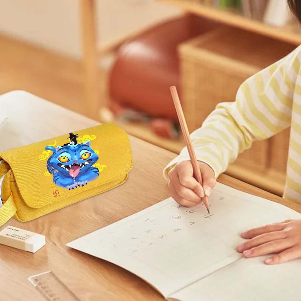 Witch Hunters Cartoon Print Large Capacity Double-Layer Portable Pencil Bag For Primary And Secondary School Students