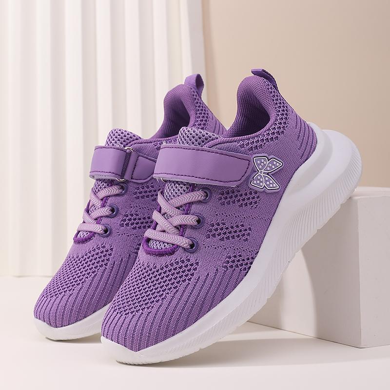 Fashion Cute Girls Casual Shoes Lightweight Mesh Running Sneakers Student Kids Flat Comfortable Walking Footwear Non Slip
