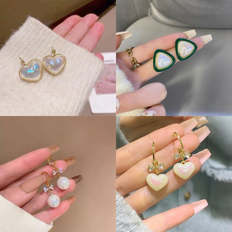 French Mermaid Ji Love Pearl Earrings High Sense Niche Light Luxury Temperament Sweet Earrings Versatile Exquisite Earrings