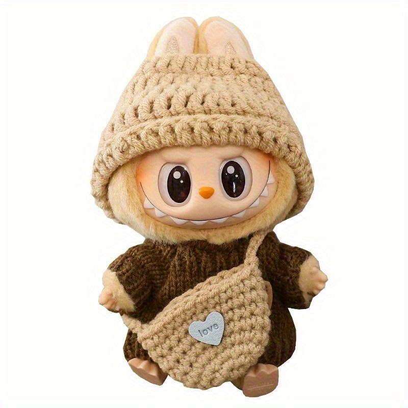 3pcs Handmade Crochet Set for Labubu No Doll Includes Clothes, Bag, Hat Labubu Accessories, Cosplay,