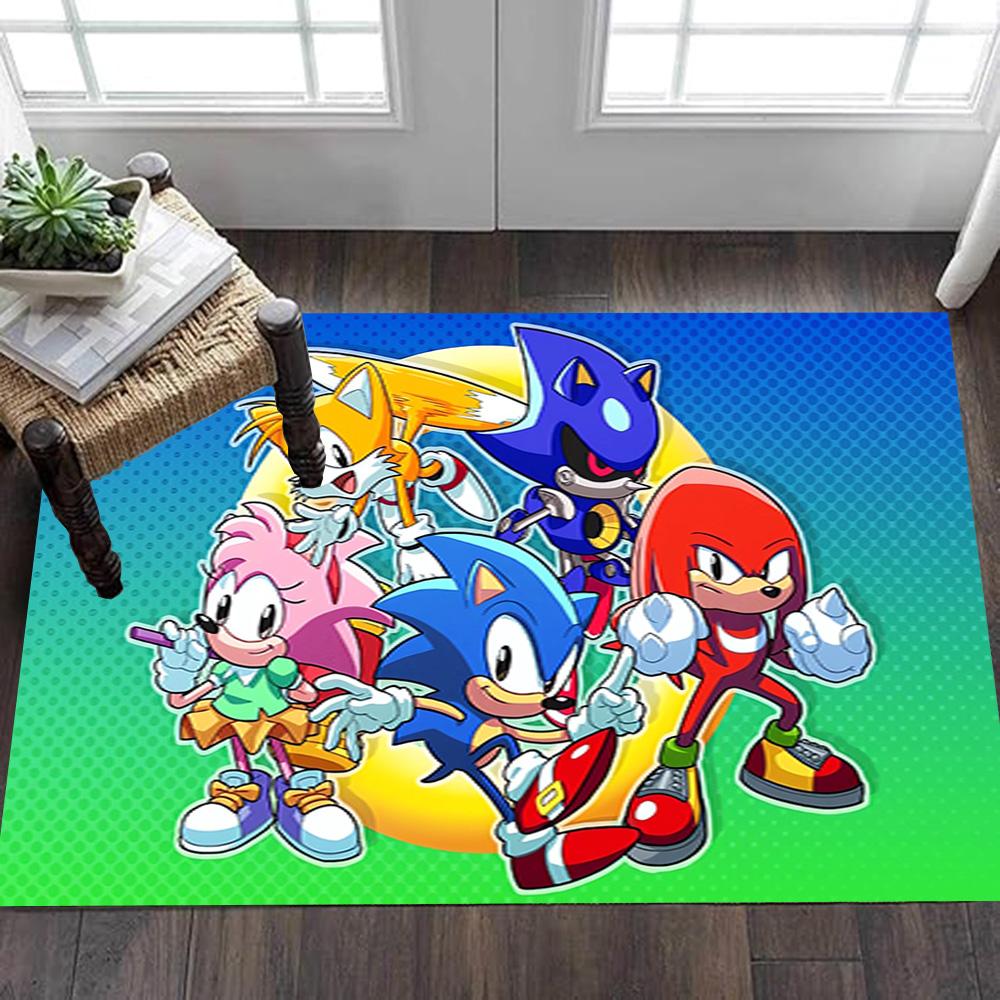 Sonic The Hedgehog Art Print Decoration,Carpet,Living Room,Bedroom, Non-slip,Square rug