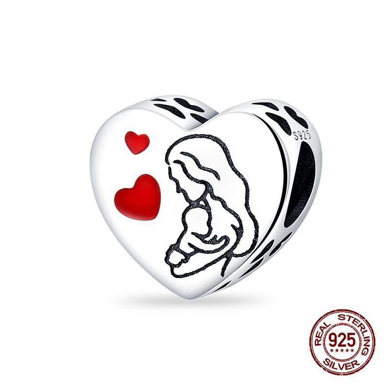 Copper Heart Dog Cat Warm Family Charms Beads Fit 3Mm Original Bracelets Fine Diy Mother'S Day Jewelry Gift