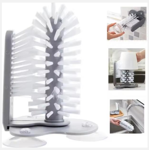 2025 Cup Scrubber Glass Cleaner Lazy Bottles Brush Sink Kitchen Accessories 2 In 1 Drink Mug Wine Suction Cup Cleaning Brush Gadgets