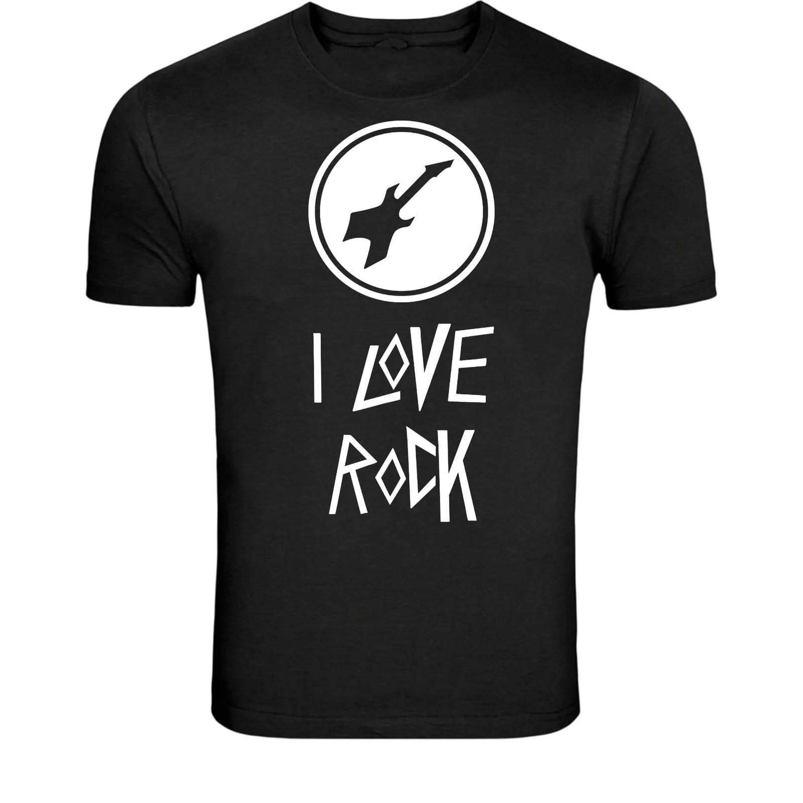 I Love Rock Guitar T-Shirt - Music Lover Rock Band Graphic Tee 2XL