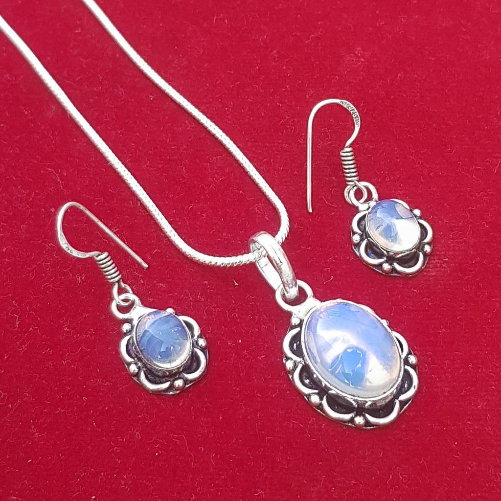 Опаловый драгоценный камень ручной работы кулон ожерелье серьги набор ...