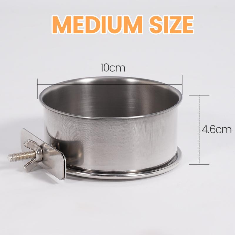 

Bird Water Feeder Stainless Steel Parrot Birds Food Water Bowl Hanging Bowls with Clamp Holder Pet Cage Hanging Bowl