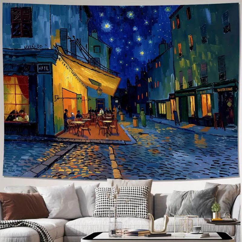 1pc, 2D flat, Van Gogh Starry Night background decoration, suitable for living room, bedroom, office, wsj