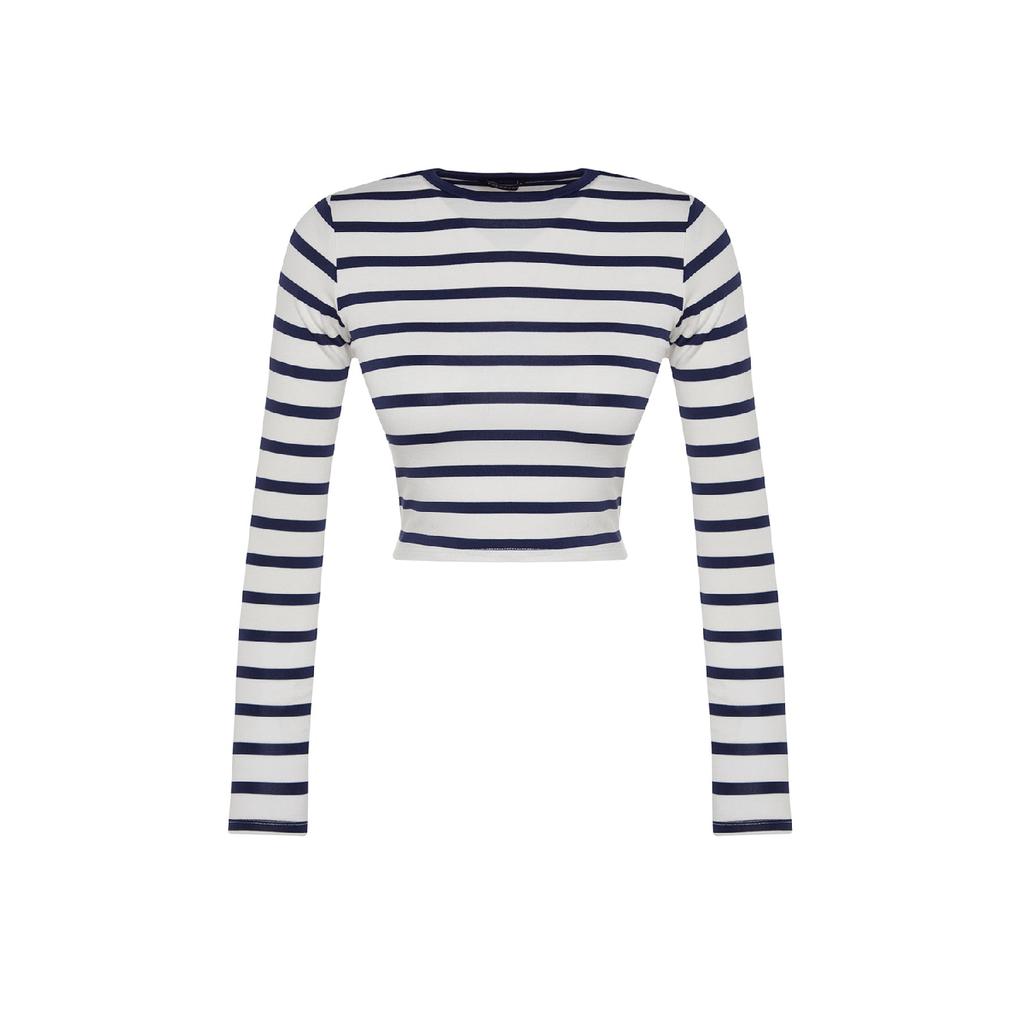 Bluză tricotată elastică cu dungi negre din țesătură moale din viscoză Twoaw24bz00048