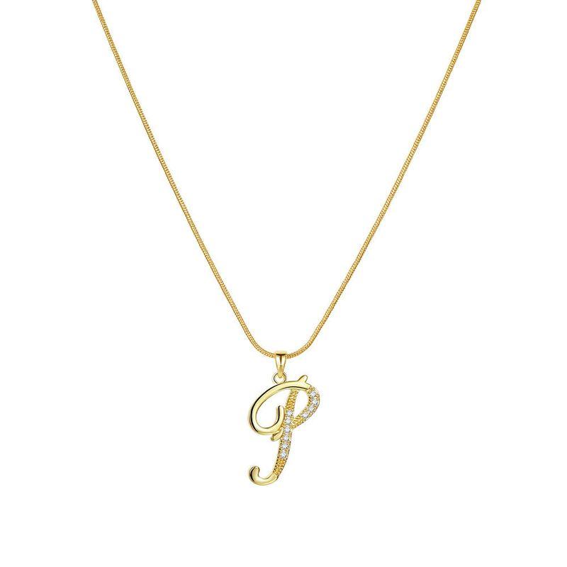 Europe and America Cross Border 26 Letters Copper Inlaid Zircon Snake Chain Necklace Letter Gold Pendant Creative Minimalist Letters