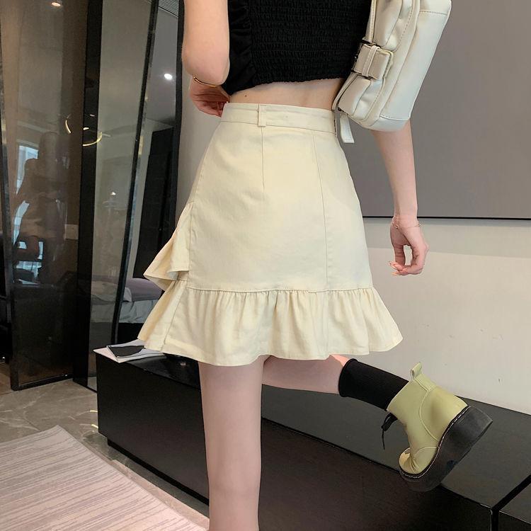 Letnie Mini Spódnice Z Falbankami Damskie Vintage Denim Słodkie Swobodne Gorące Słodkie Dziewczyny Streetwear Spódnica z Wysokim Stanem