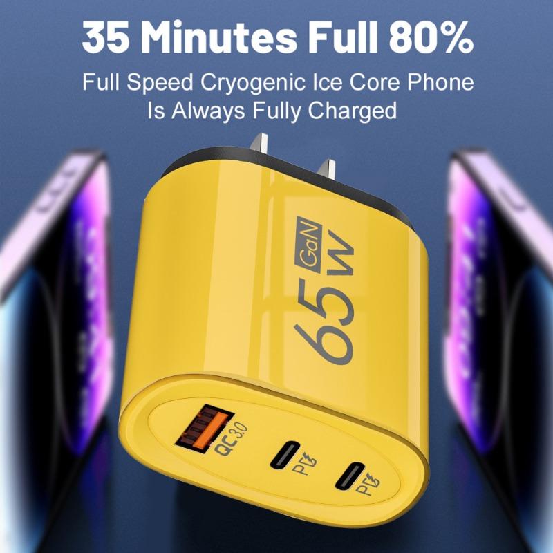 PD 65W GaN USB A Charger Fast Charging Quick Charger 3.0 Charger for IPhone 16 15 Samsung Xiaomi Mobile Phone Adapter EU US Plug