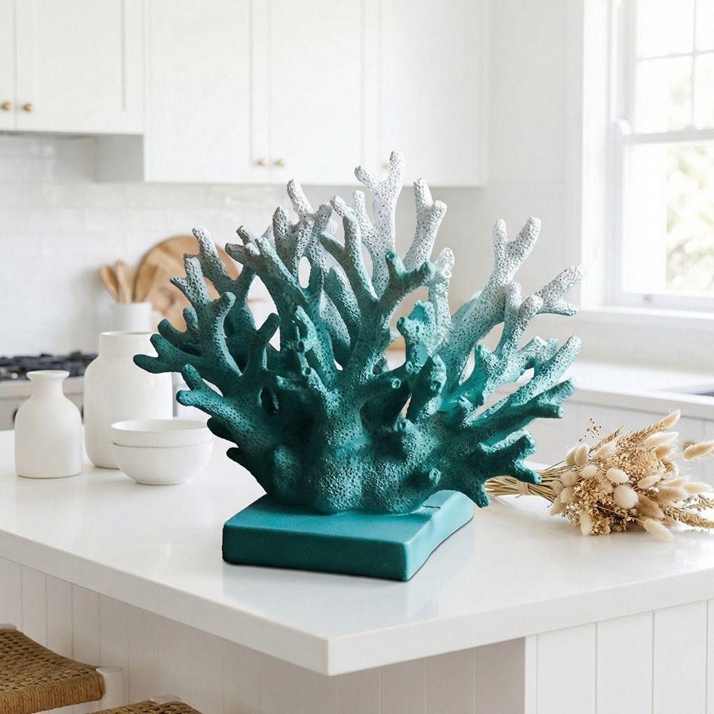 Colorful Artificial Coral Statue Realistic Desktop Coral Sculpture Office Decor
