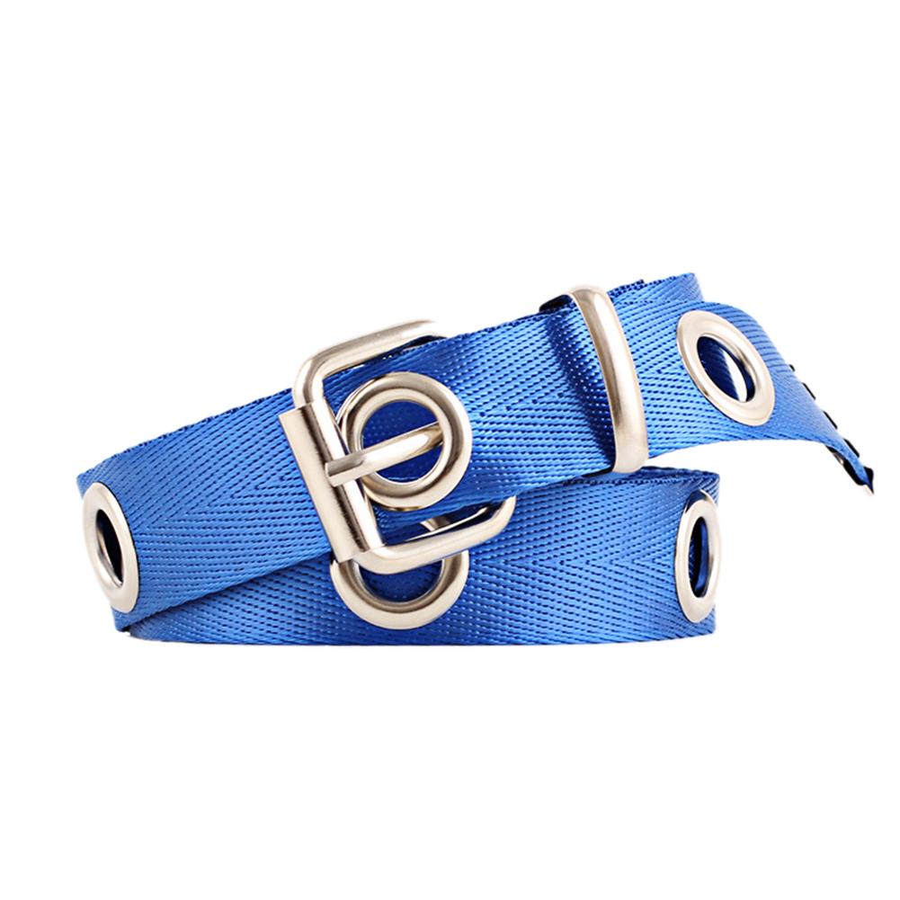 Women Fashion Lengthen Canvas Belt with Rectangle Metal Buckle