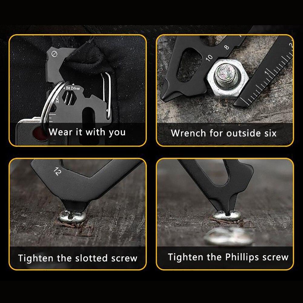 Stainless Steel Outdoor Tools Carabiner Clip Bottle Opener Keychain Ring Climbing Accessories Multifunction Card Tool