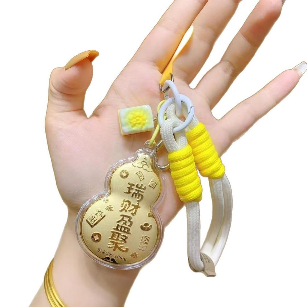 Prosperitets Guldkalebass Rikedom Nyckelring Berlock Gåva