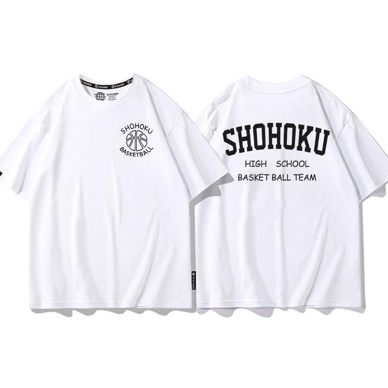 Cool anime Slam Dunk cartoon short-sleeved T-shirt for men summer front and back print loose clothes around Yukawa Kaede