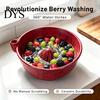 Ceramic Berry Colander Bowl Swirl Washing Bowl, Self Spinning Fruit Vegetable Cleaner with Easy Clean Produce Strainer Drain Holes, 360 Degree Vortex