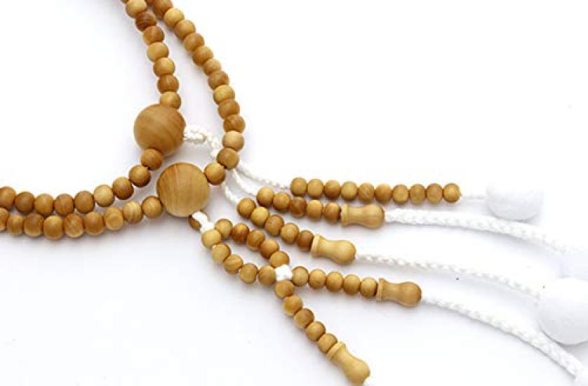 Soka Gakkai prayer made in solid cotton wooden SGI yellow yang for men beads, natural, Kyoto, boxwood, tassel, beads, (Tsuge)