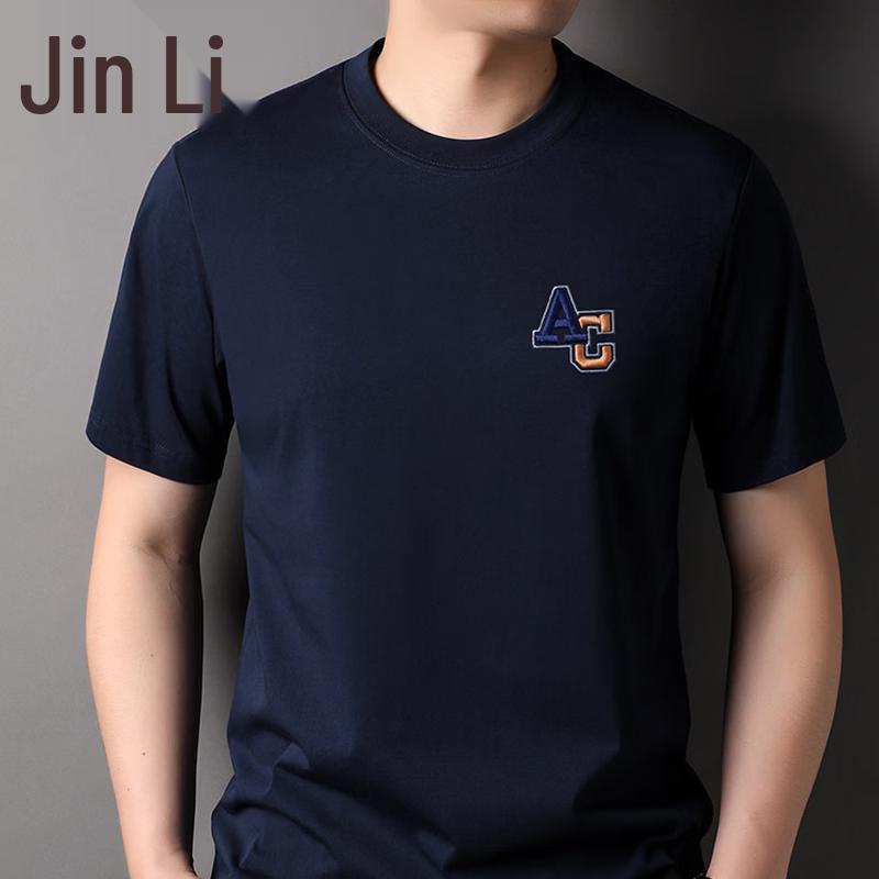 

Jin Ju Men s 2026 Summer Mulberry Silk Blend Round Neck T-Shirt L