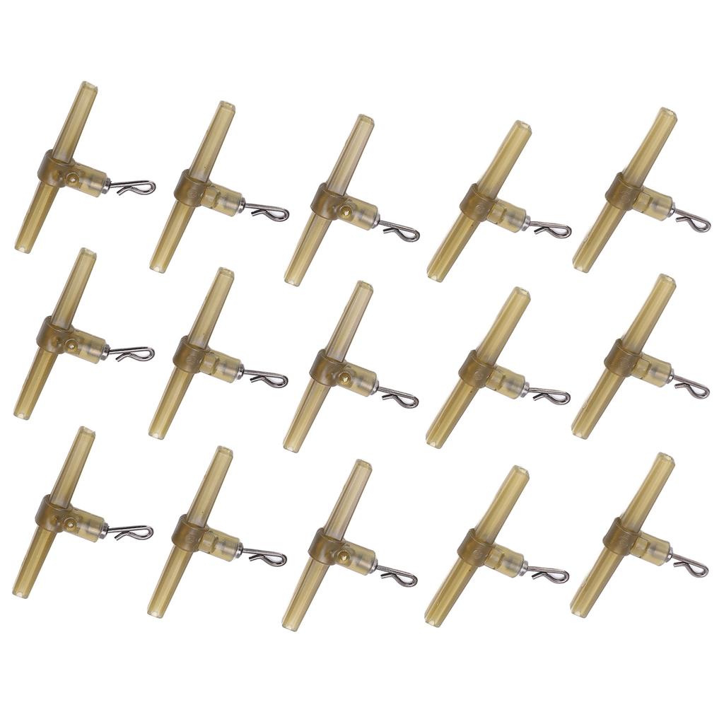 15pcs Fishing Crimp Swivel T Shaped RRing Reusable Portable Green Crossline Tackle Connector