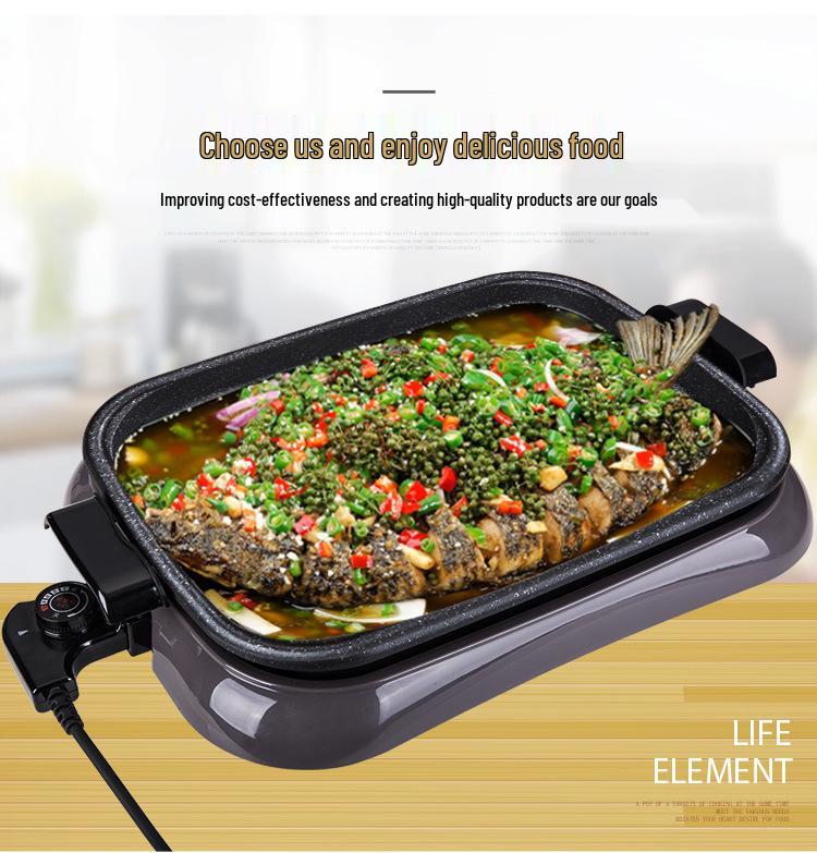 Electric Griddle: Multi-Functional Large Plug-in Grill for Paper-Wrapped Fish & BBQ