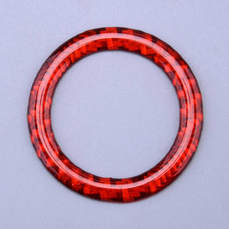 Car Engine Ignition Switch Ring Cover Fit For RAM 1500 2500 3500 2019-2024 Red Carbon Fiber