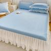 JingJingRS Summer Ice Silk Bed Skirt Mat Set