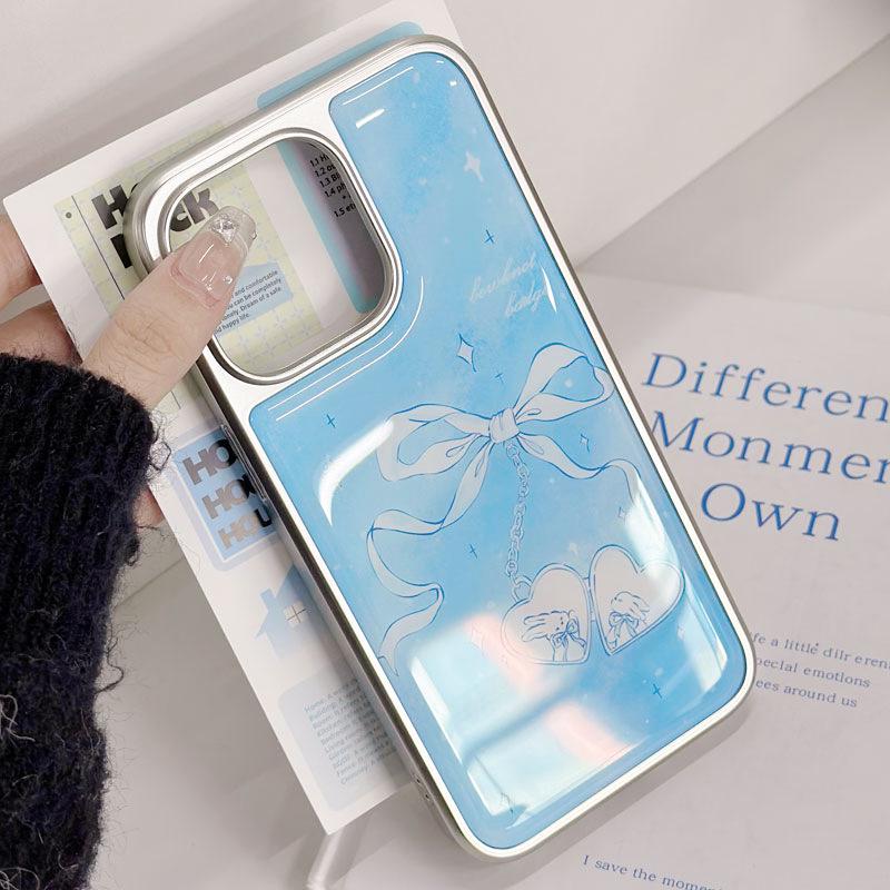 Electroplated Silver Edge Drip Glue Case for iPhone 13/14/15 Pro Max & Huawei P70 Pro