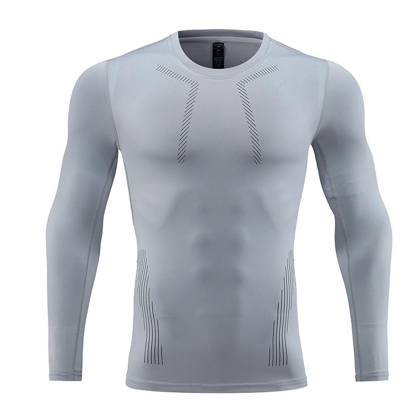 2024 Men s Long-Sleeve Quick-Dry Tight-Fit Running Shirt Fitness Wear Medium