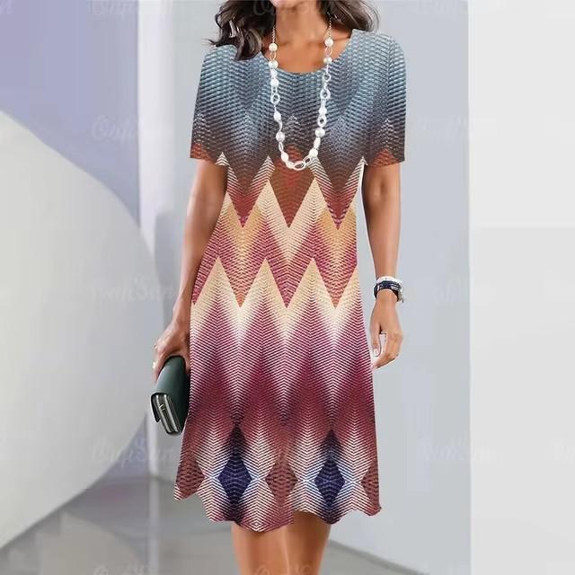 Vacation Short Sleeve T-Shirt Dress Women 3D Print Loose Plus Size Beach Dresses