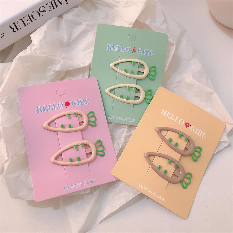 Baby Hair Clips Gentle 2pcs Kawaii Carrot Clips for Girls Soft Silicone Non-Slip Bangs Clips Kids Hairpins