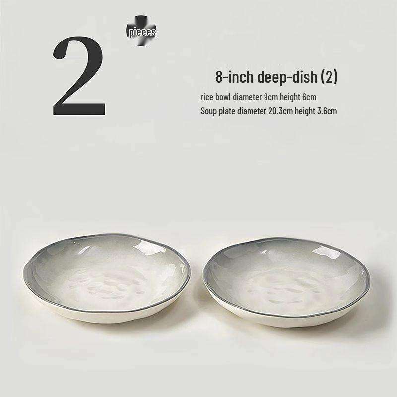 קערת מרק ונודלס קרמית עבה יוקרתית בצבע תת-זיגוג