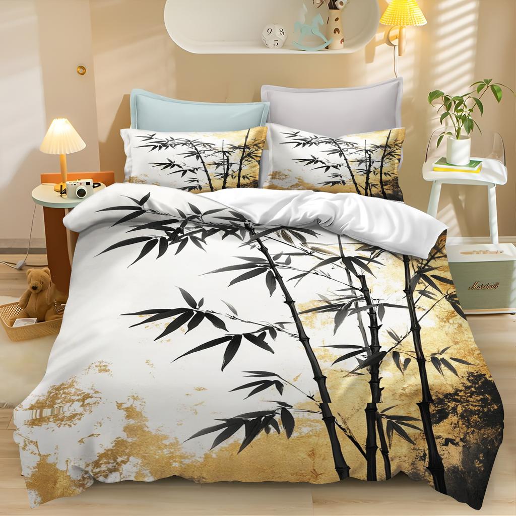3D Print Cherry Blossom Flower Ink Painting Bedding Set Boys Girls Size Duvet Cover Pillowcase Teen Adults Bedroom 2/3Pcs