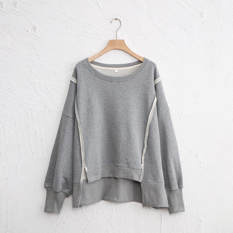 Oversized 100% bavlna Dámské mikiny Patchwork s dlouhým rukávem Streetwear s otevřenou stranou Harajuku Pulovry Podzimní oblečení pro ženy