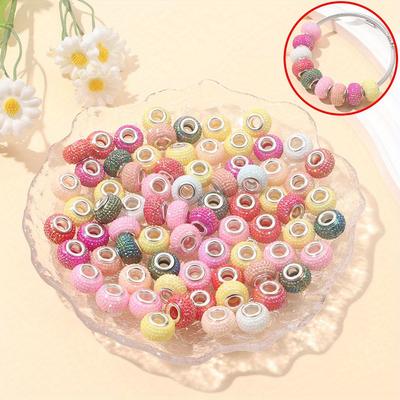 7/14/21pcs Resin Material European Large Hole Spaced Beads Large Hole Beads Decorative Beads and Beads DIY European Accessories Bracelet Necklace