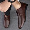 New 2024 Men Dress Shoes Genuine Leather Breathable Middle Aged Business Round Toe Wedding Footwear Male Flat