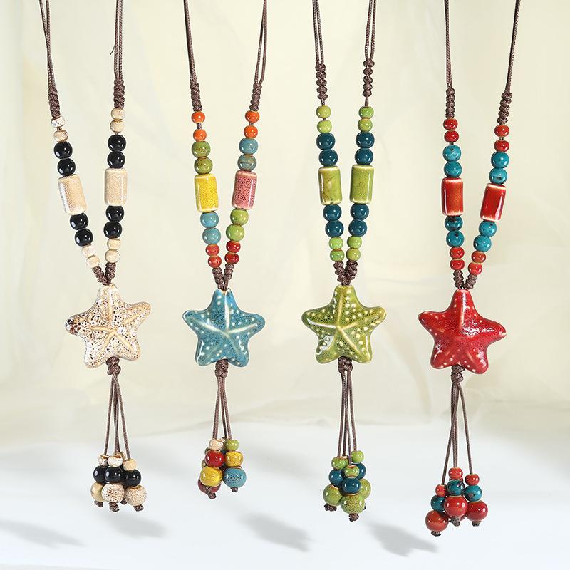 Sun Star Zircon Necklace For Women Vintage Leather Necklace Double Layered Pendant Chain Choker  Jewelry