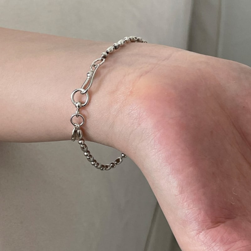 Melliv Silber Gemischte Eierkugel Kette Angelhaken Armband_mvb14