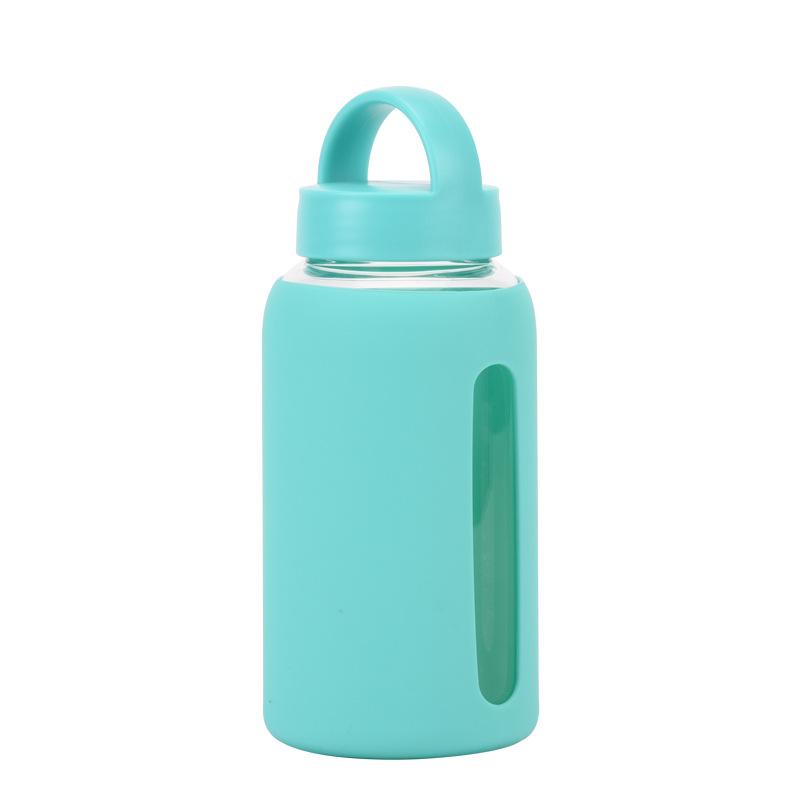 

Glass 600Ml Silicone Cover Water Cup Wear-Resistant And Non-Slip Portable Outdoor Sports Cup 600ml тиффани синий