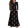 Girls' Tiered Ruffle Dress - Long Sleeve Printed Maxi With Pockets