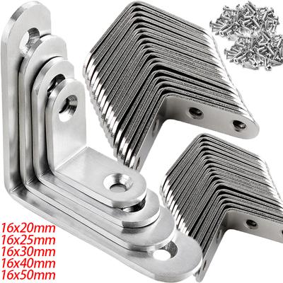 Supports de joint en L à 90 degrés Connecteurs d'angle en acier inoxydable Support d'angle Meuble Armoire Cadre de support d'armoire Fixations d'étagère
