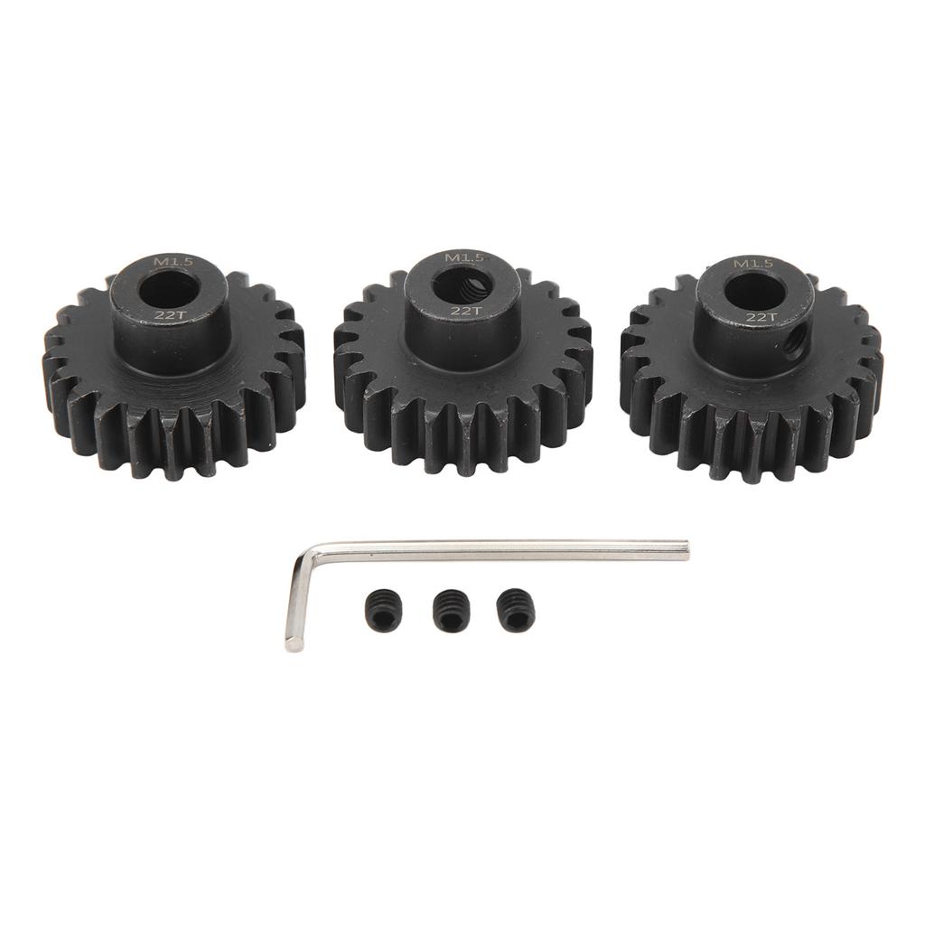 3pcs Steel M1.5 Pinion Gear Set 8mm Motor Pinion Gear with M5 Set Screw for 15 18 110 RC Car 22T