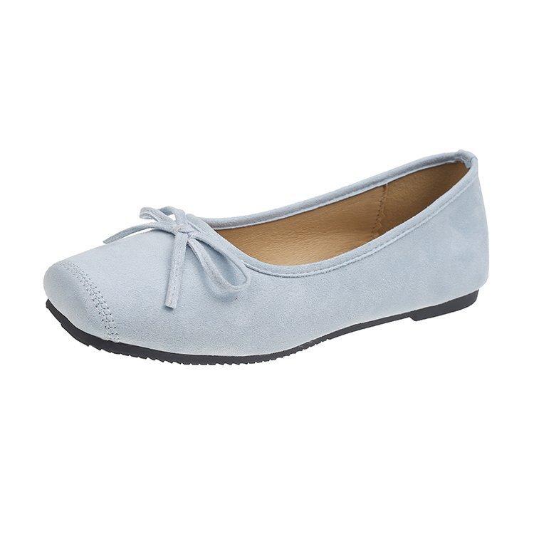 [Uncle Shoe] French small square head inner height increase ballet shoes women's 2025 new shallow mouth shoes bow