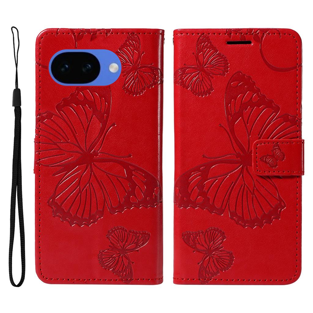 For Google Pixel 10a Wallet Case Floral Butterfly Imprinted Leather Phone Cover Stand