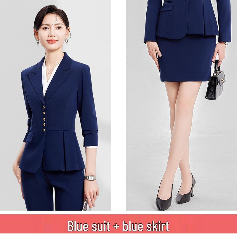 Autumn Korean Style Women's Professional Suit Set for Office and Jewelry Store Receptionists