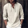Camicia da uomo Camicia in lino Camicia estiva Abbigliamento da spiaggia Manica lunga Liscia Scollo a V Primavera-Estate Casual Usura quotidiana