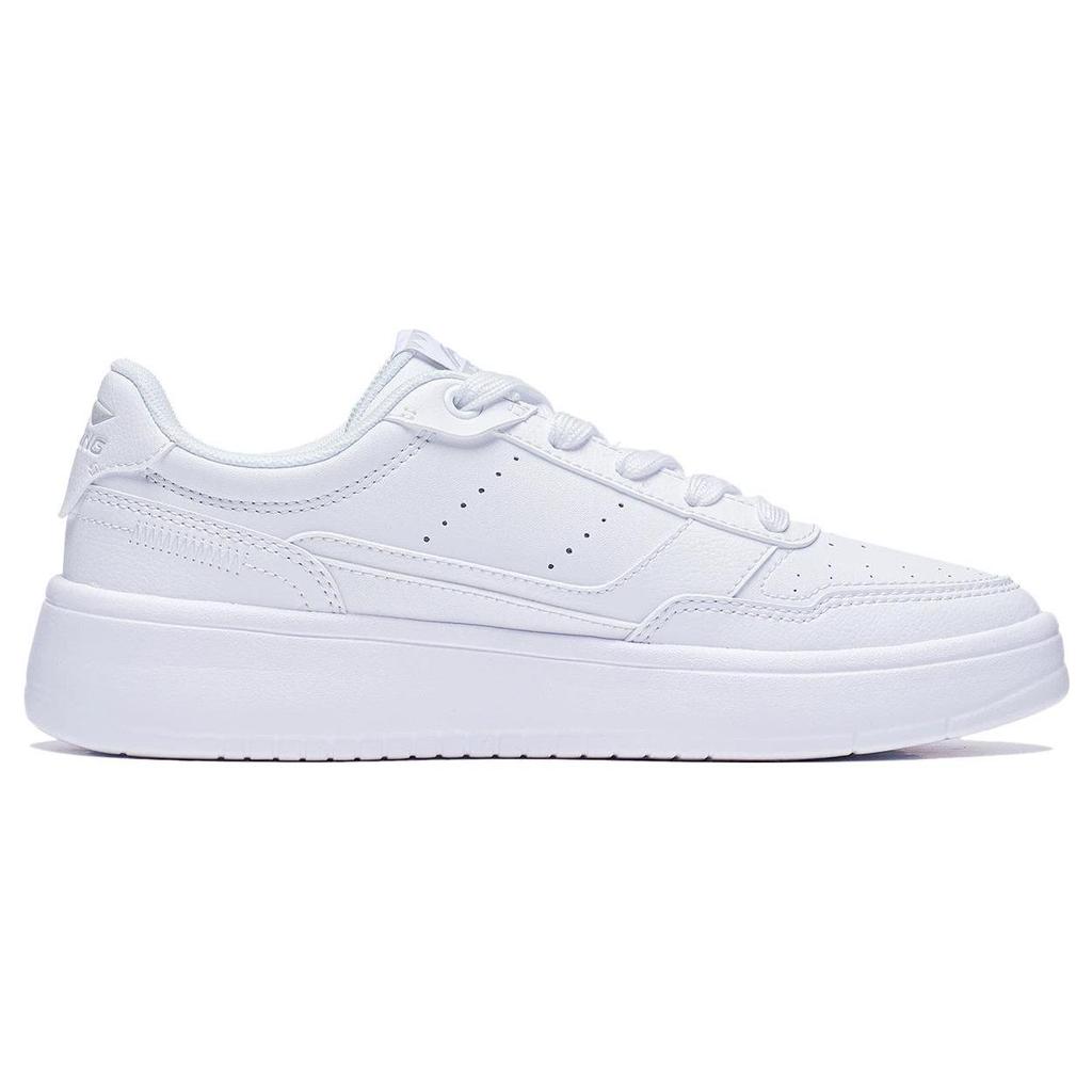 Li Ning Qingyi Synthetic Leather Slip Resistant Abrasion Resistant Low top Skateboard Shoes Women's Standard White AGCT402-1