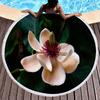 Fragrant Magnolia Flower Round Beach Towel,Soft Polyester Sand Resistant Beach Blanket,Absorbent Quick Dry Pool Towel Picnic Mat
