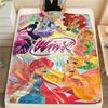 1PC Winx Club Print Flannel Blanket, High Quality All Seasons, Home Decor, Warmth and Comfort, Perfect for Christmas Gifts
